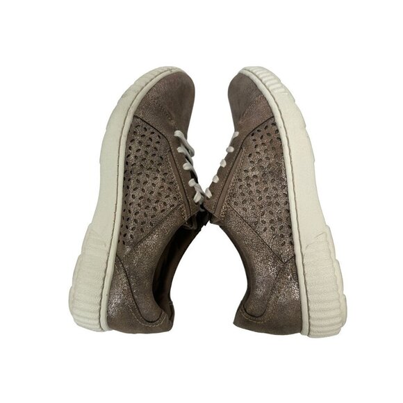 Clarks Collection Lace-Up Sneakers Perforated Metallic Brown Bronze Leather 8 - Picture 5 of 16